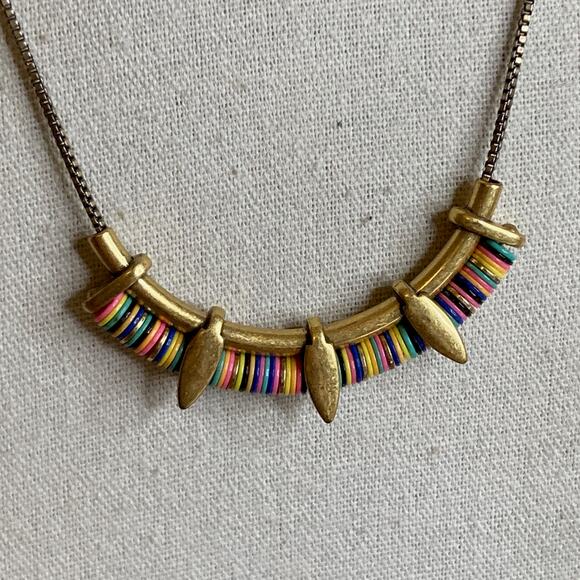 0093 Stella & Dot The Wanderer Multicolor Egyptian-Style Slide Pendant w/Chain - Picture 2 of 5